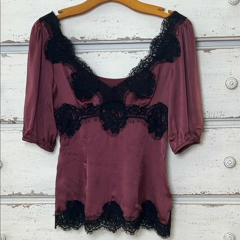 Dolce & Gabbana Y2K Silk Lace Blouse IT 38